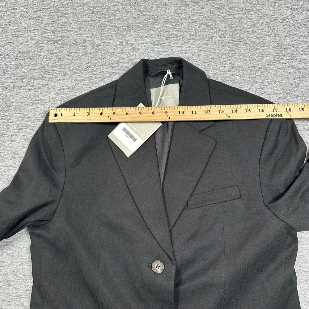 Everlane Blazer Jacket Womens Size 6 Black Oversized Three Button City NEW